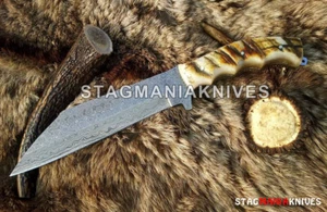 Rare Hand Forged Dasmascus Steel Hunting Bowie Tanto Viking Valhalla Seax Knife - Picture 1 of 3