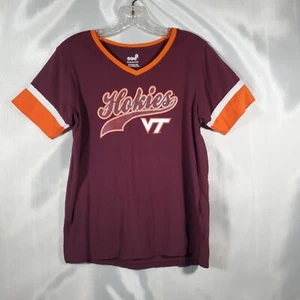Gen2 VNeck Tshirt Textured Hokies Silver Sparkle Maroon Orange Girls Sz XL 14-16 - Bild 1 von 6
