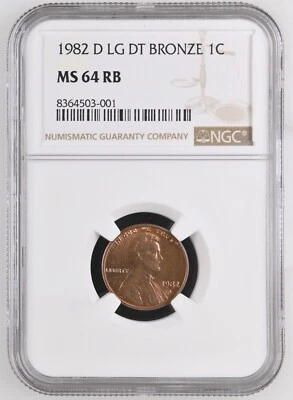 1982 D Lincoln Memorial Penny/Cent Large Date BRONZE MS 64 RB - 3.1 Grams - Image 1 of 4