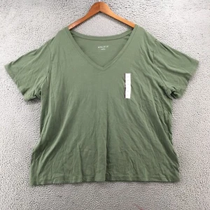 Ava & Viv Tee Top Womens 3X Green Cotton Blend Short Sleeve Pullover Casual NEW - Picture 1 of 15