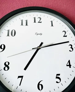 Wall Clock Plastic Battery Operated Round  Black & White Equity 1.5 V - Picture 1 of 6