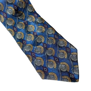 Milano Uomo Neck Tie Blue Gold Pattern - Picture 1 of 4