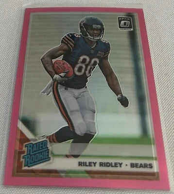 2019 Donruss Optic Football Riley Ridley Chicago Bears Pink Prizm Rookie #186 - Image 1 of 4