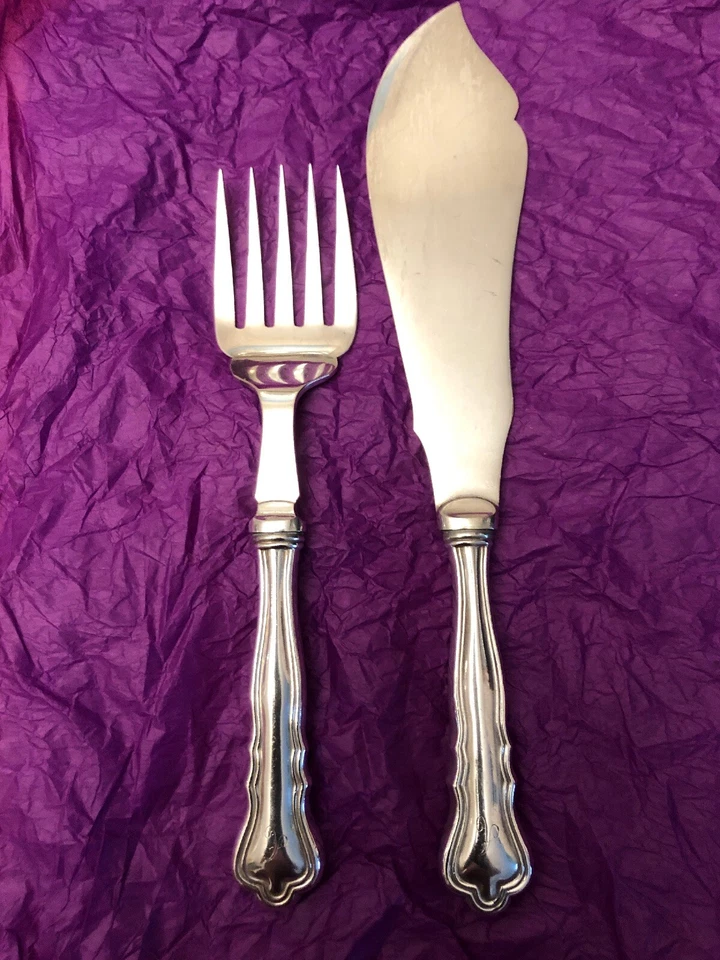 Sterling Silver .925 Serving Knife And Fork Good Vintage condition Wt. 188 grams - Изображение 1 из 4