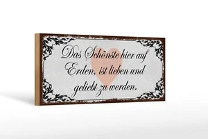 Holzschild Spruch 27x10 cm Schönste auf Erden ist lieben Deko Schild wooden sign - Picture 1 of 5