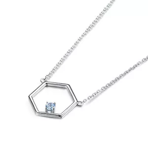 Lab Created Nano Topas Halskette weiß 925 Silber - Bild 1 von 5