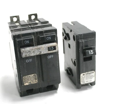 Cu/Al Circuit Breaker Switch 1 pole and 2 pole, 15A, 120V/240V 2 pieces - Image 1 of 4