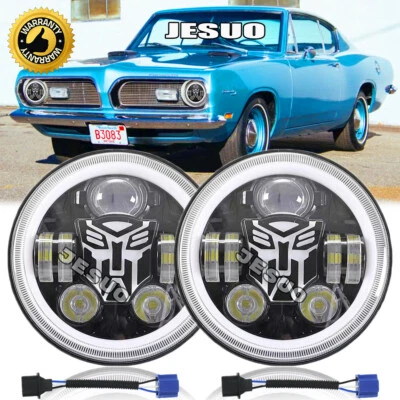 2x 7"Inch Round LED Headlights HI-LOW Beam DRL For Plymouth Barracuda Duster 340 Foto 1 de 4
