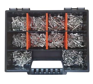 Sortiment Flachsteckhülsen/Flachstecker 2,8x0,8 und 2,8x0,5 DIN m. 500 Teilen - Bild 1 von 3
