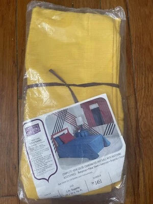 VTG MCM Sears RIBCORD Pinch Pleat Drapes Curtains Pair 50”x30” Lemon Yellow NEW - Image 1 of 4