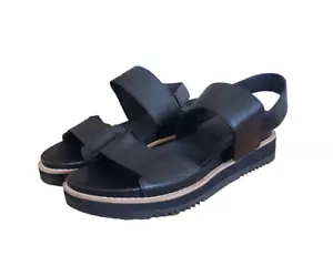 EILEEN FISHER Black Tumbled Leather Strappy Sandals Women's Size 6 - Picture 1 of 11