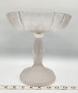 Vintage Tree Of Life Compote-Hobbs Brockunier Frosted & Clear EAPG w/ Hand Stem - Picture 1 of 7