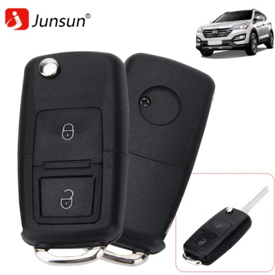 JUNSUN Fernbedienung Gehäuse Schlüssel 2 Tasten Klappschlüssel für VW GOLF PASSAT