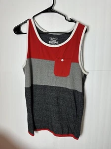 Broken Threads Large Red And Gray Color Block Men’s Sleeveless Tank - Picture 1 of 3