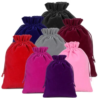 25-100pc Wholesale Gift Pouch Drawstring Velvet Flannel Jewelry Drawstring Bags - Image 1 of 4