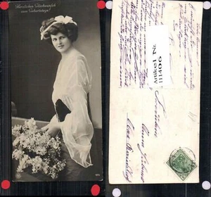 111406,NPG Schöne Frau m. Blumen Geburtstag - Picture 1 of 1