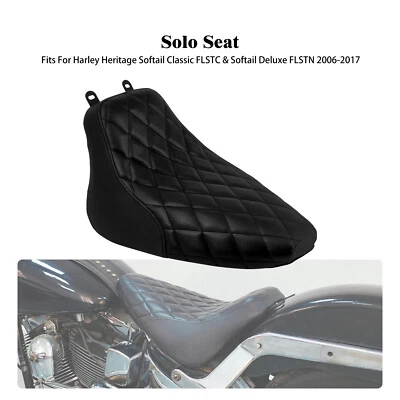 Driver Solo Seat Black Stitching For Harley Heritage Softail FLSTC Deluxe 06-17 - Изображение 1 из 4