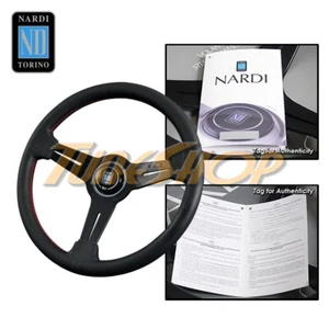 ITALIA NARDI CLASSIC TIPO A 330MM VOLANTE NEGRO CUERO PERFORADO ROJO/S - Imagen 1 de 1