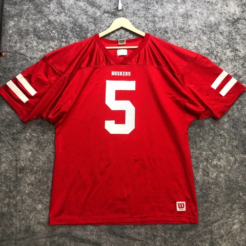 Nebraska Corn Huskers Jersey Mens XXL Red White 5 Vintage USA Made Wilson Cover