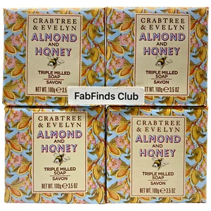 4x Crabtree & Evelyn Almond and Honey Bar Soap Triple Milled - Picture 1 of 4
