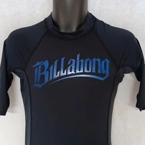 Billabong Swim Surf Compression Shirt Large Boys Black UPF50 1/2 Sleeves - Picture 1 of 5