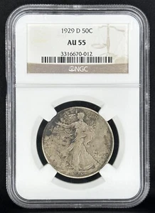 1929-D Walking Liberty mezzo dollaro NGC AU55 tiratura inferiore data migliore originale - Foto 1 di 4