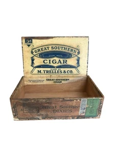 Vintage Zigarrenkiste Great Southern Dixie New Orleans M. Trelles & Co Holz 1930’s - Bild 1 von 9