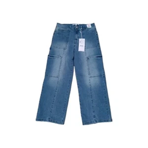 NEW ReGeneration by Celebrity Pink Jeans Size 13 Mid Rise Cargo Wide Leg Denim - Picture 1 of 8