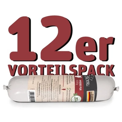 Natürliche Hundewurst Pferd pur – glutenfrei, schnittfest– 12x 600g Fleischwurst - Bild 1 von 4