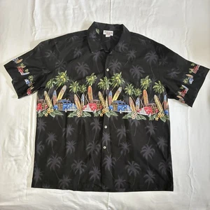 Camisa negra Pacific Legend Hawaiian Woodie Cars tabla de surf playa para hombre 3XL EE. UU. DE COLECCIÓN - Imagen 1 de 7