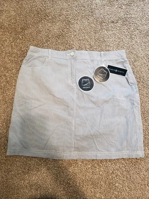 Karen Scott Skort Size 12 Blue and White Stripes NWT Cotton Blend - Image 1 of 4
