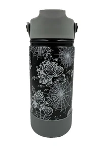Hydraflow Gothic Rosen Spinnennetz Fledermäuse Edelstahl Becher 14oz kalt 12hr - Bild 1 von 7