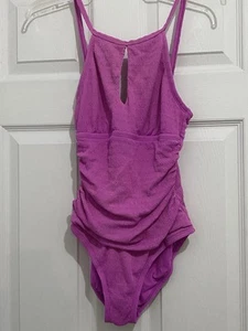 ELLEN TRACY One Piece Swimsuit, High Neck Swimsuit with Keyhole Size 8 Pink - Picture 1 of 16