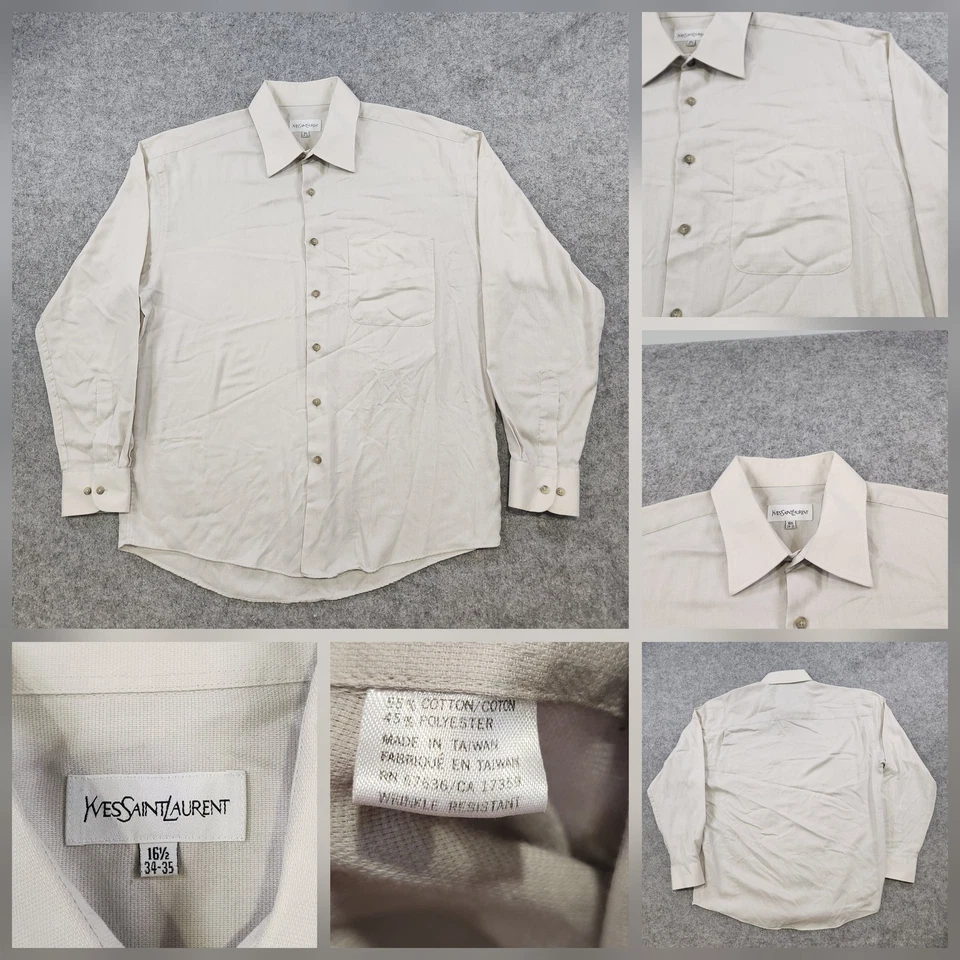 Yves Saint Laurent Shirt Mens 16.5 Large Long Sleeve Button Up Pocket Classic - Image 1 of 4