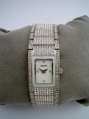 SEKSY BY SEKONDA WATCH WOMENS 2582 STAINLESS STEEL BRACELET CRYSTALS GENUINE - Image 1 of 4