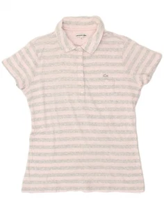 LACOSTE Womens Polo Shirt Size 42 Large Pink Striped BL22 - Picture 1 of 3