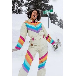 Tipsy Elves RARE Retro Rainbow Waterproof Snow Suit Womens Size Large NWT winter - Picture 1 of 11
