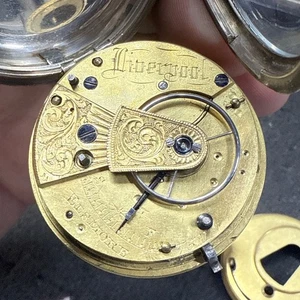 Antique c.1850's Liverpool Elsmore Fusee Sterling Pocket Watch - Runs - Picture 1 of 5