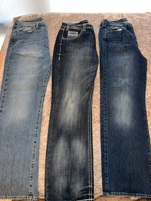 Pantalones de mezclilla y rock and roll azules Cremieux para hombre 38 X 36 ajuste relajado LOTE DE 3 Foto 1 de 4