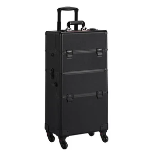 3-in-1 Makeup Train Case – Pro Trolley Organizer with Large Storage Trunk - Picture 1 of 15