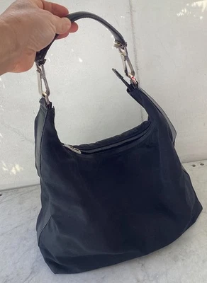 Vintage GUCCI Black Canvas Leather Hobo Shoulder Bag As Is - Image 1 of 4