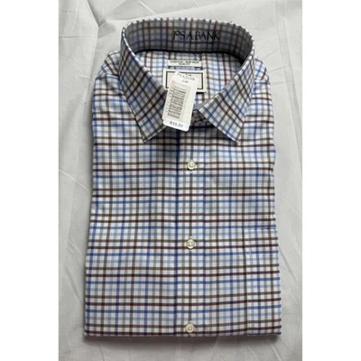 Camisa de vestir JOS A BANK para hombre ajustada elástica sin hierro a cuadros 17 33 manga larga Foto 1 de 4