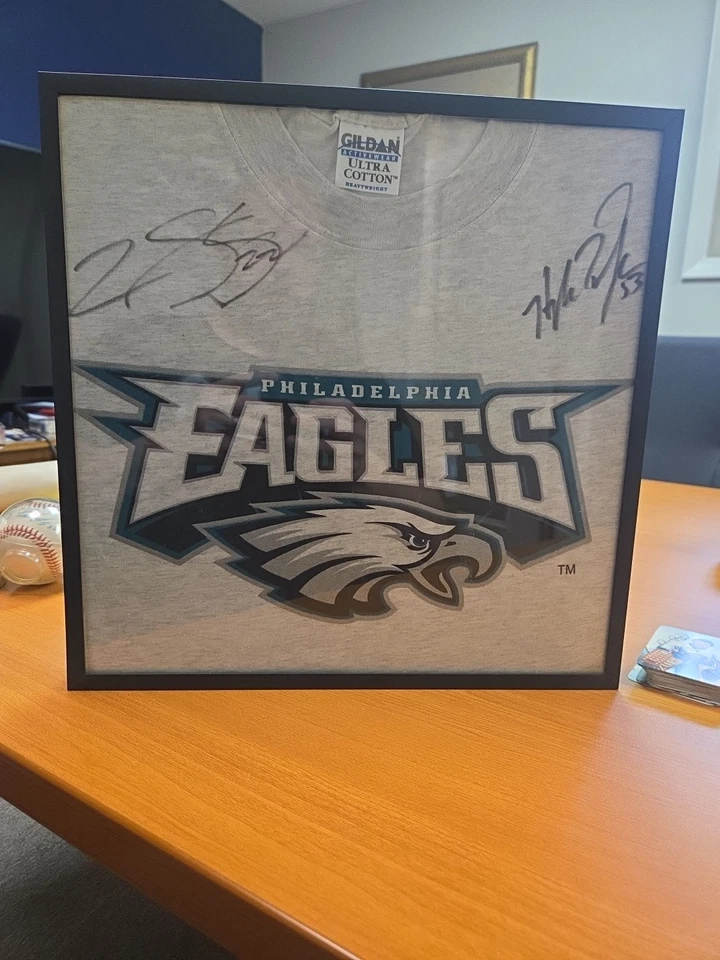 Рубашка с автографом Philadelphia Eagles Duce Staley Hugh Douglas в рамке - Изображение 1 из 4