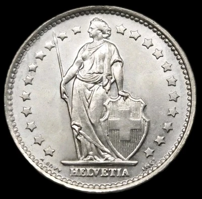 1966 Switzerland 1 Franc MS Old Silver World Coin KM:24 (bk18) - Image 1 of 4