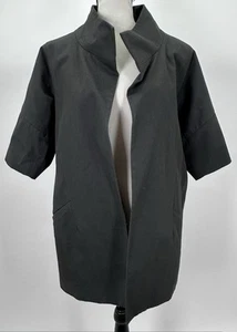 ⭐️ Hanii Y Black Short Cotton Structural Overcoat Coat Jacket Sz 40 RARE - Picture 1 of 13