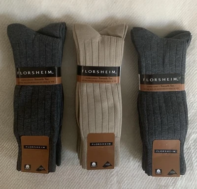 NWT Lot Of 3 Florsheim Mens Socks 4 Pack 12 Pairs Total. Khaki & Charcoal - Image 1 of 4