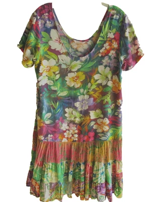 Jams World Woman's Dress with Tiers SZ Med 100% rayon Boho/ Tropical - Image 1 of 4