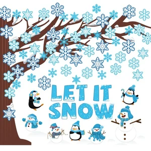 94 Pcs Winter Classroom Bulletin Board Decoration Snowflake Tree Let it Snow ... - Picture 1 of 7