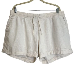 Old Navy Womens Shorts XL Ivory Linen Blend Pull On Elastic Waist Pockets Casual - Picture 1 of 6