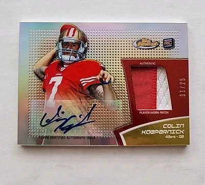 2011 Topps Finest Colin Kaepernick Rookie RC Auto Autograph Patch Refractor #/25 - Image 1 of 2